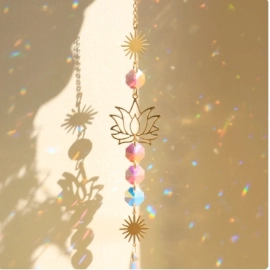 Sun Catcher Crystal Lotus Hanging Crystals Stained Glass Suncatcher Outdoor Decor Rainbow Maker Prism Chakras Garden Decoration