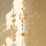 Sun Catcher Crystal Lotus Hanging Crystals Stained Glass Suncatcher Outdoor Decor Rainbow Maker Prism Chakras Garden Decoration