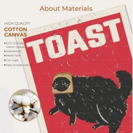 Black Cat Breakfast Toast Lover Gift Cat Doing Things Bread Quotes Wall Art Canvas Painting Posters For Kitchen Room Home Decor